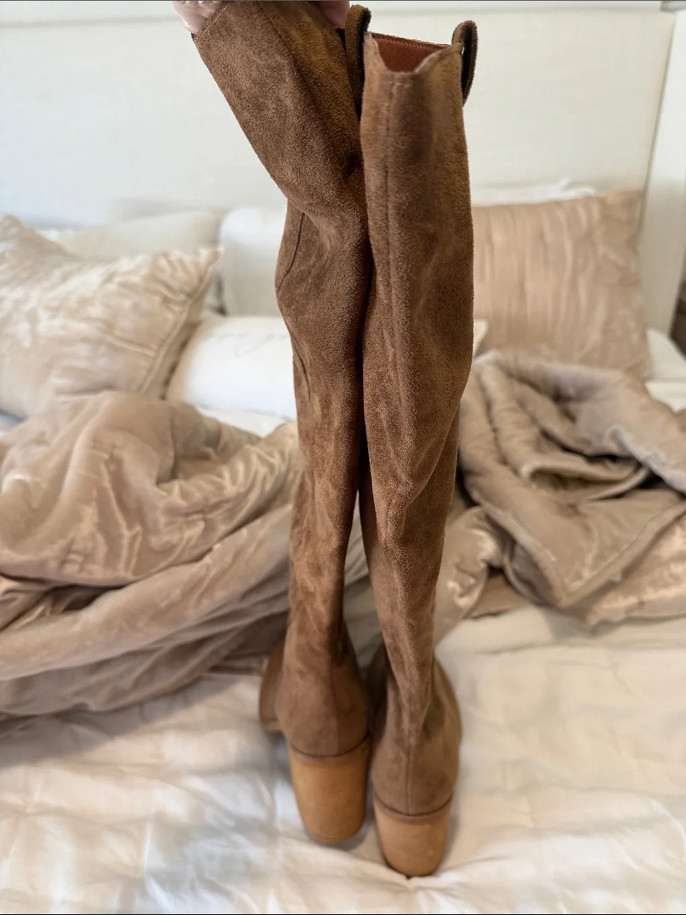 NEW Over-the-Knee Suede Boot in Warm Brown — Women's Block Heel Knee Boot